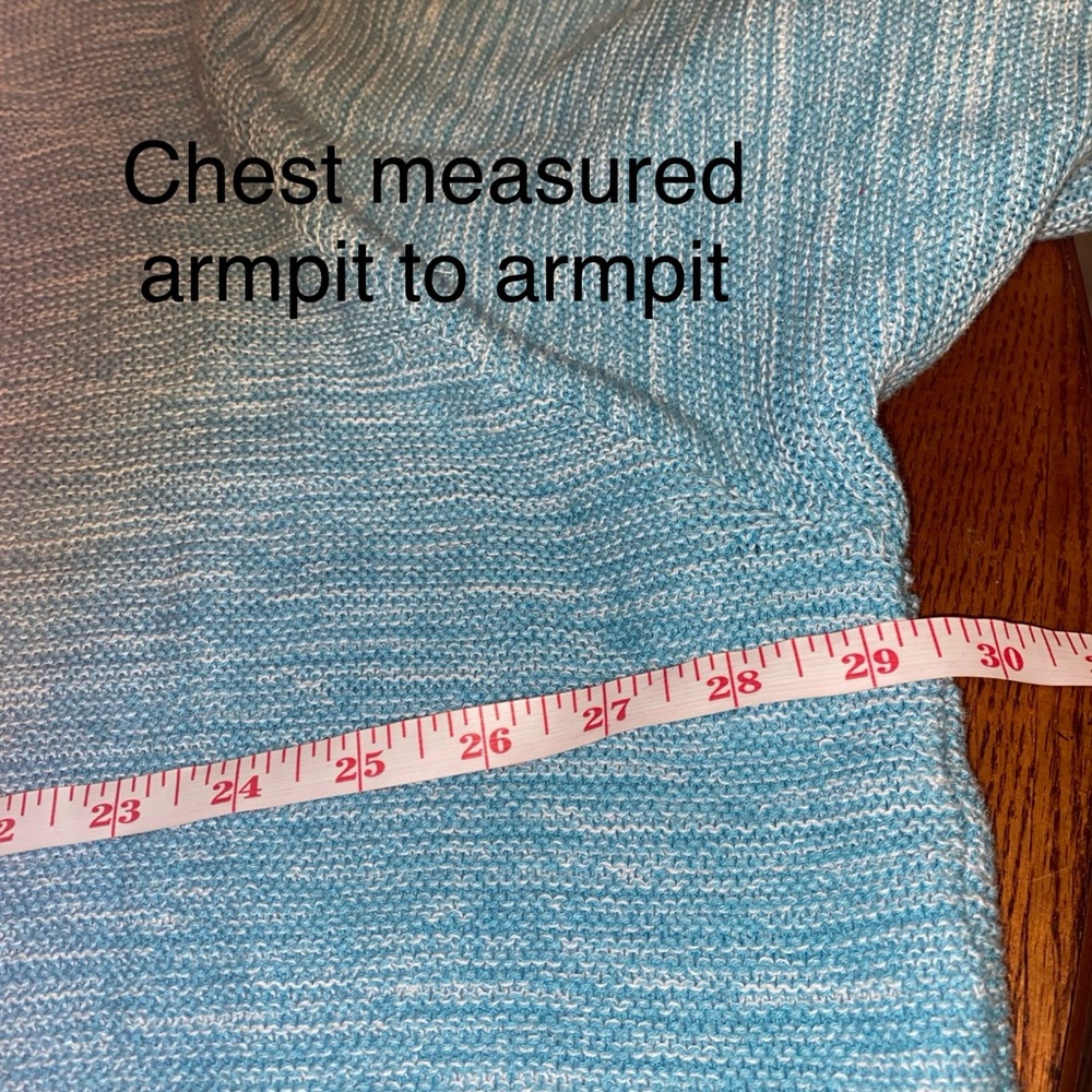 Cardigan Sweater 3X Teal Knit Open Long 1-Button Rolled Trim V-Neck Cottagecore - Picture 11 of 14